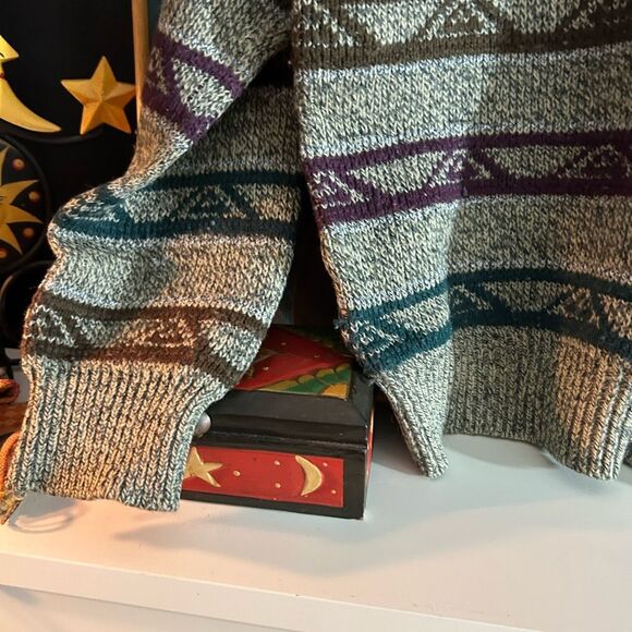 Vintage 90s Striped Knit Sweater in Gray and Purple M - Picture 8 of 16